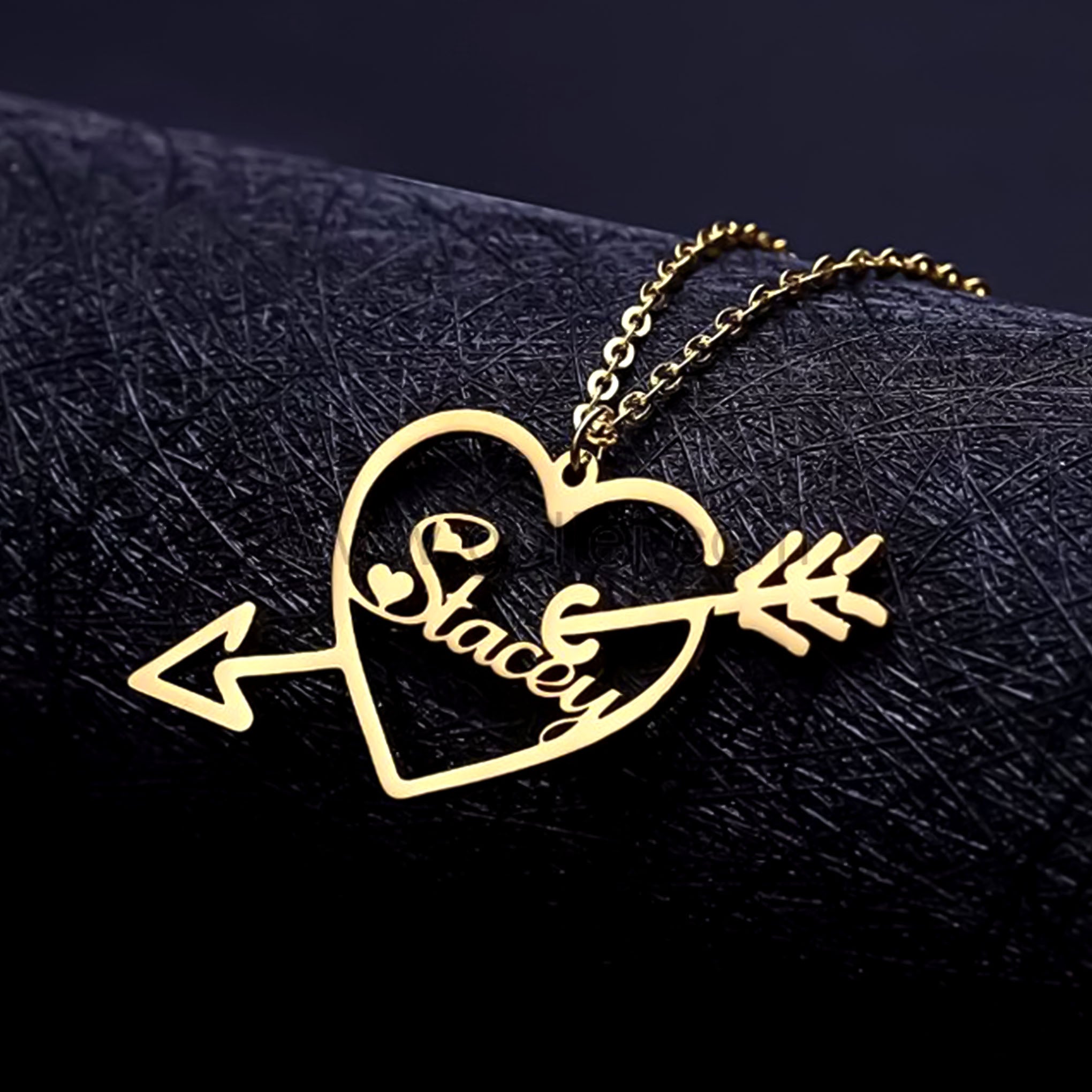 Custom Name Pendant - Personalised Heart with Arrow Name Pendant