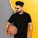 Black Color Half Sleeve Round Neck Plain Tees for Men