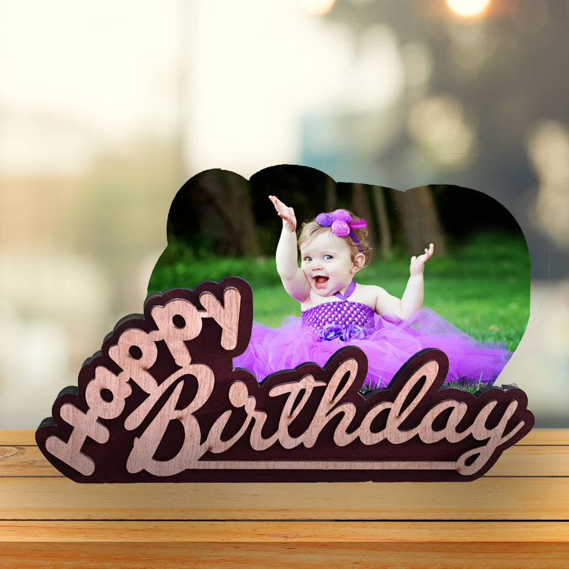 Personalized Happy Birthday Wooden Photo Stand