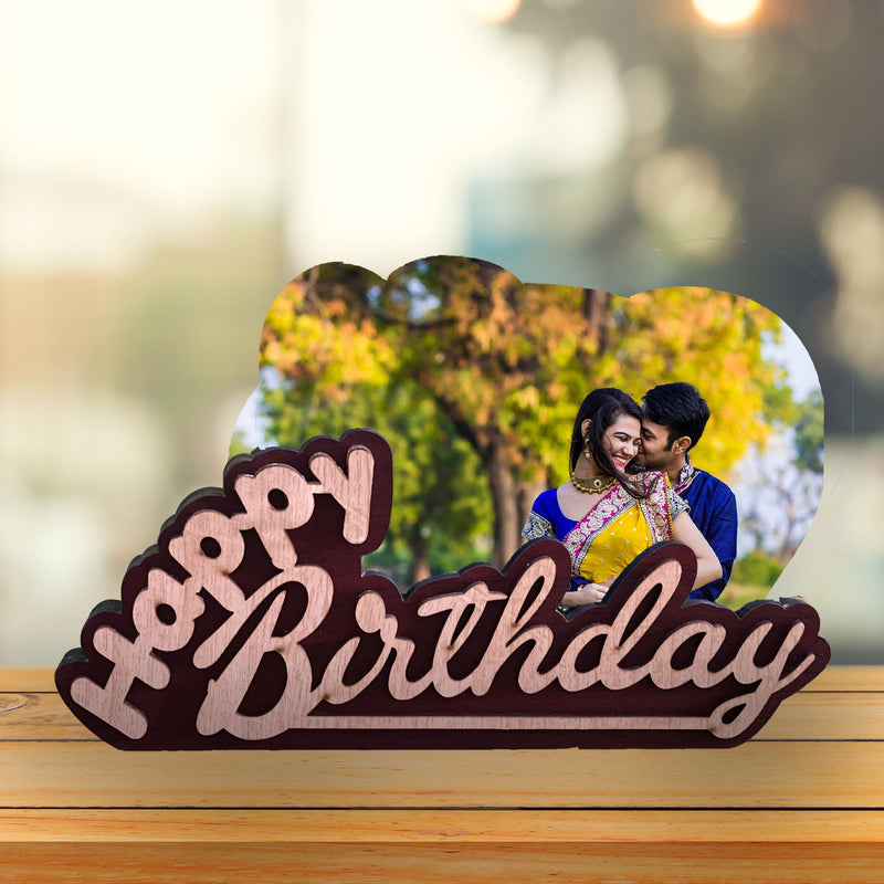 Personalized Happy Birthday Wooden Photo Stand
