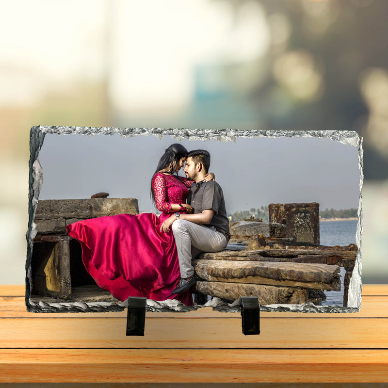 Personalized Rock Tile Rectangle Shape Photo Stand