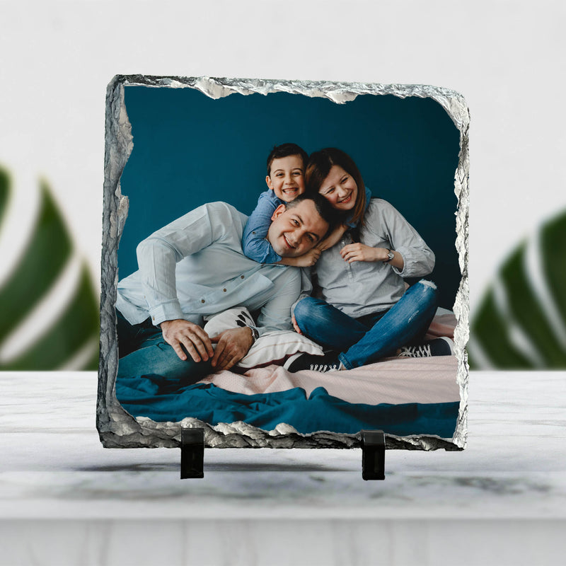Personalized Rock Tile Square Shape Photo Stand