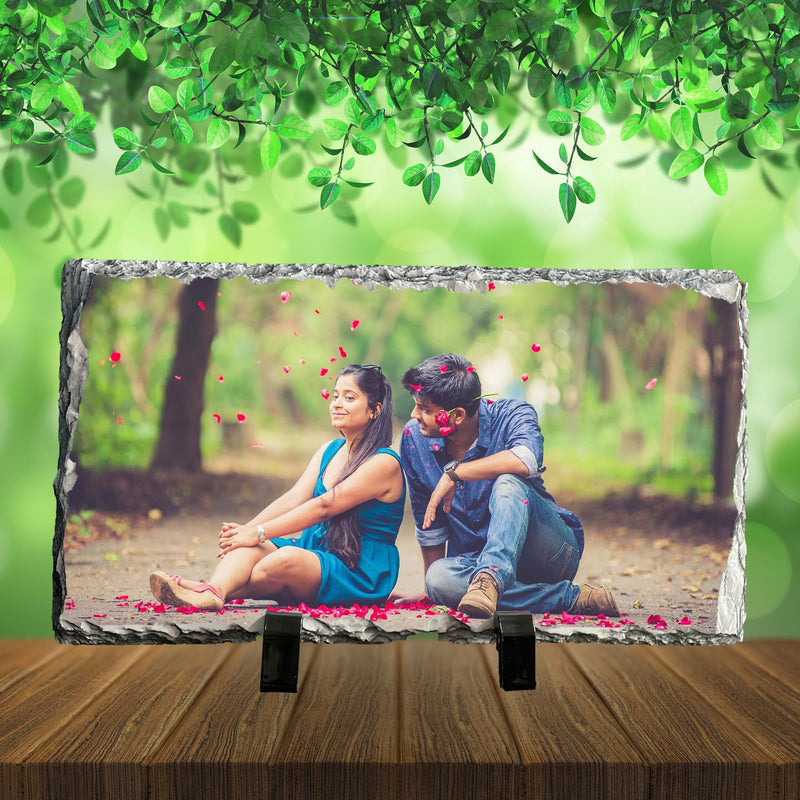 Personalized Rock Tile Rectangle Shape Photo Stand