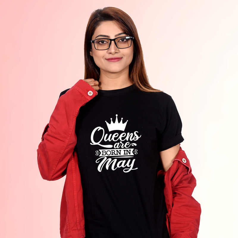 Queens are Born In Birthday T-shirt for Girls