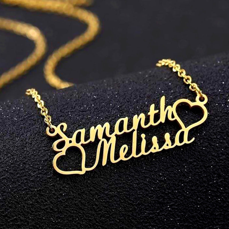 Personalised Couple Name Pendant with Dual Heart