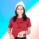 Slay All Day Crop Top Tees for Girls