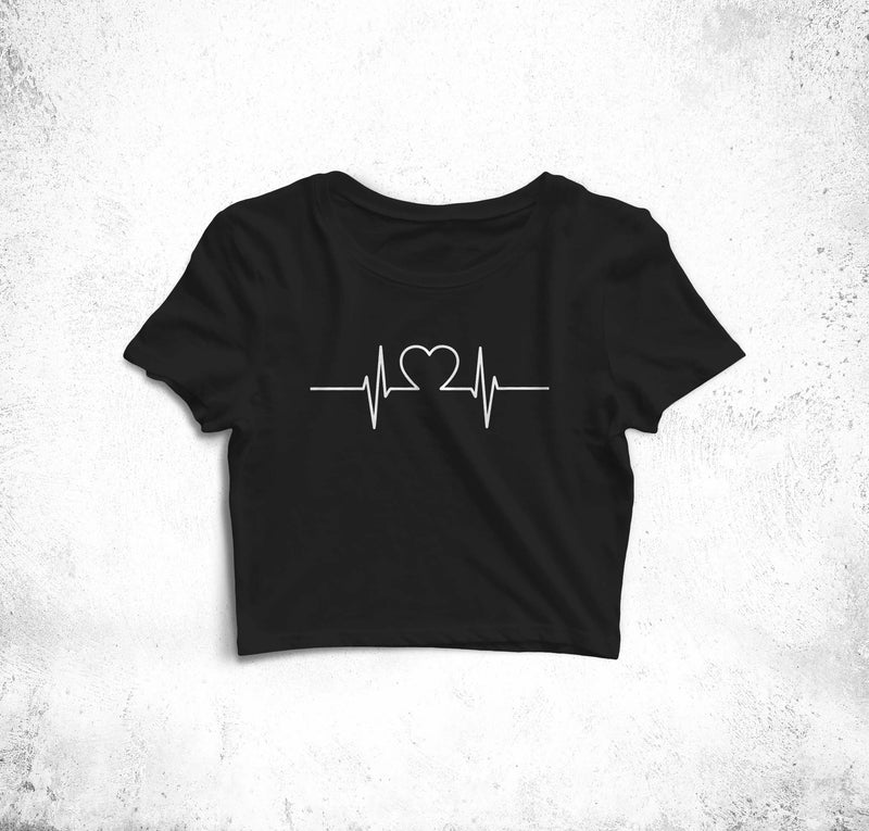 Heart Beat Crop Top Tees for Girls