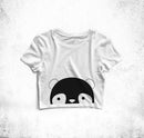 Peeking Panda Crop Top Tees for Girls