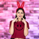 Smiling Face Crop Top Tees for Girls