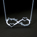 Personalized Double Name with Double Heart Infinity Design Name Pendant