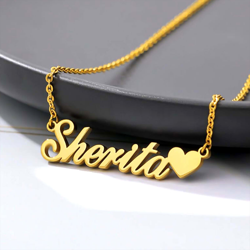 Personalised English Name Pendant with Heart