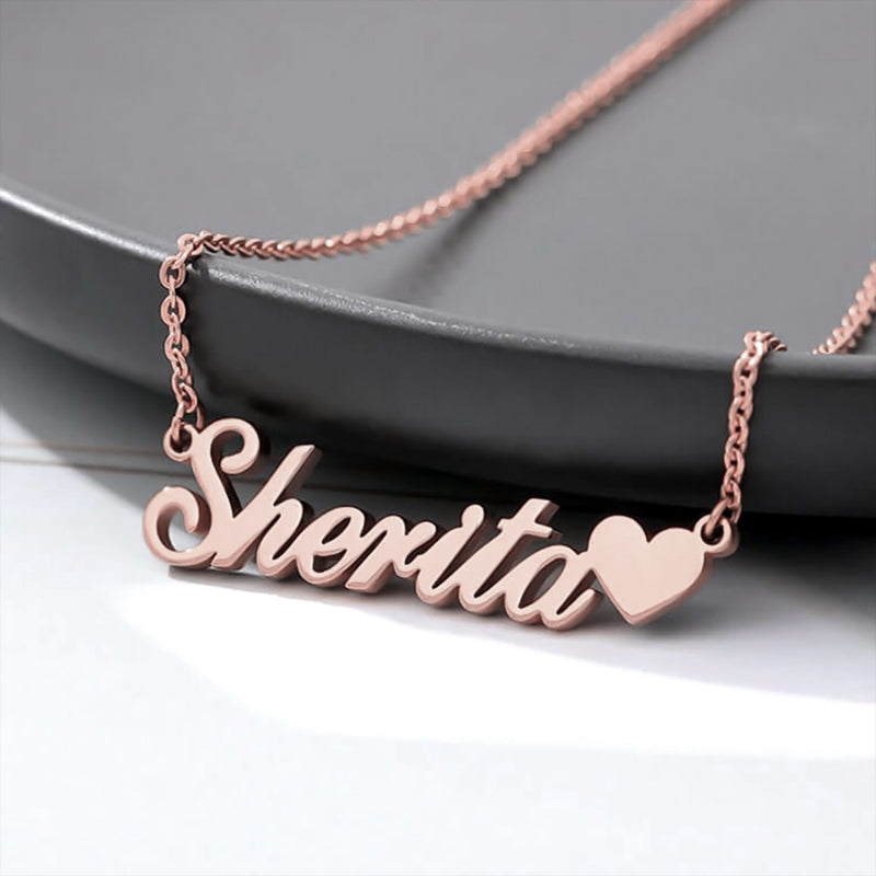 Personalised English Name Pendant with Heart