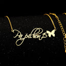 Personalized Birth Date and Butterfly Name Pendant