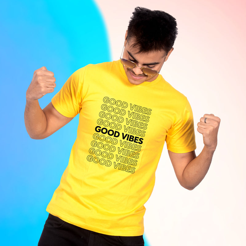 Good Vibes Typography Design T-shirt for Men