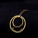Personalised Double Ring Couple Name Pendant