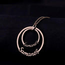 Personalised Double Ring Couple Name Pendant