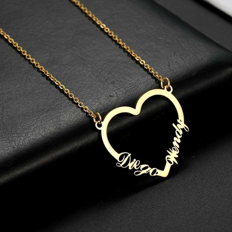 Personalized Heart Shape Name Pendant with Couple Name