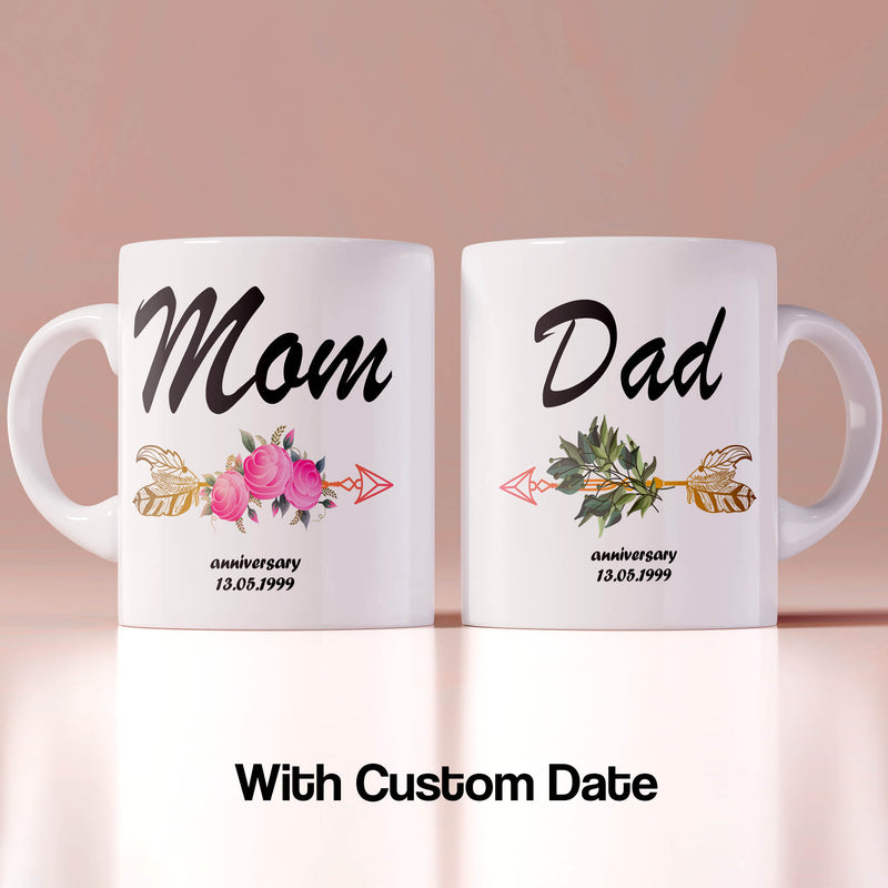 Mom Dad Anniversary Gift Coffee Mug with custom Date
