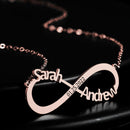 Personalized Double Name with Date and Infinity Design Name Pendant
