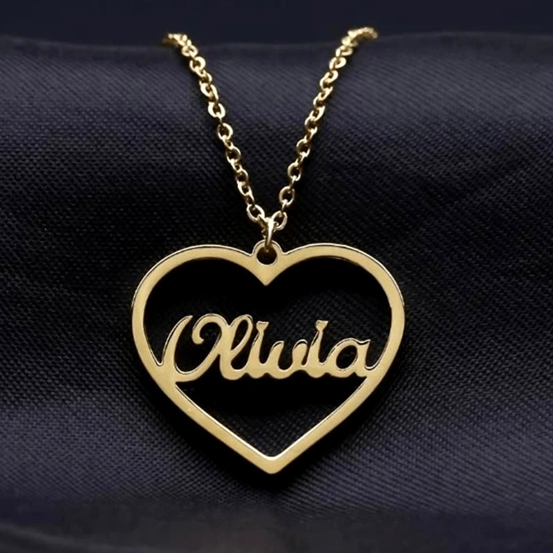 Personalized Name Between The Heart Pendant